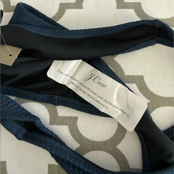 J.Crew Textured curved-waist cheeky bikini bottom NWT Size L - Picture 3 of 6